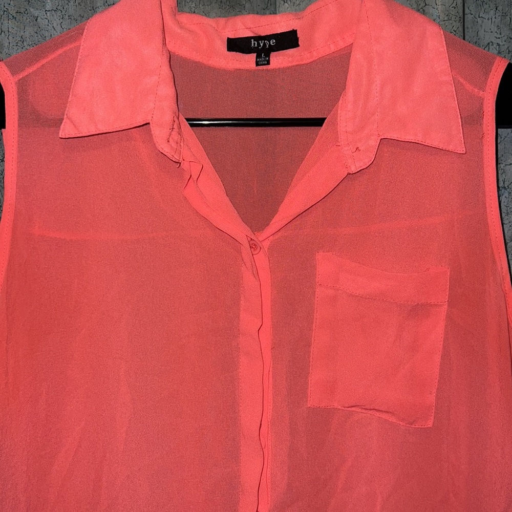 Coral button up - Picture 2 of 3